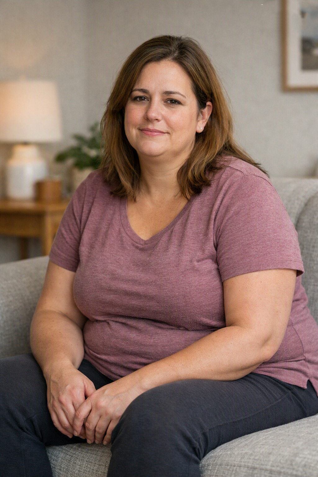 Sarah transformation before - woman in black tank top overweight